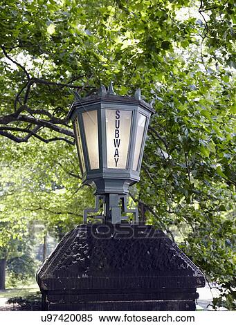 Stock Photography - Lantern with subway sign. Fotosearch