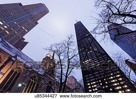 Low angle view of John Hancock Center seen from Fourth Presbyterian Church View Large Photo Image Stock Photo - Low angle view of John Hancock Center seen from Fourth Presbyterian Church. Fotosearch