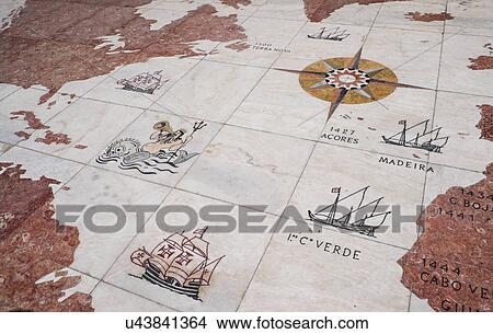 Picture - Map on Monument to Discoveries. Fotosearch