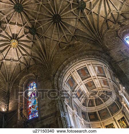 Stock Image - Monastery of Jeronimos interior. Fotosearch