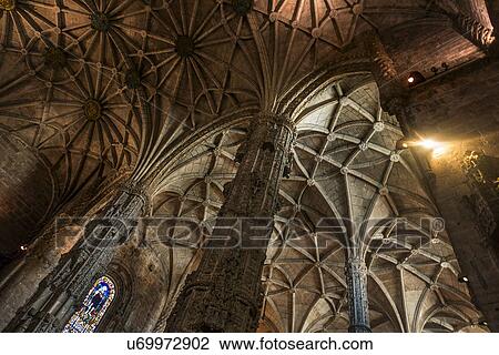 Stock Image - Monastery of Jeronimos interior. Fotosearch