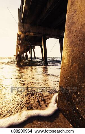 Picture - Pier at sunset. Fotosearch