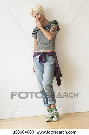 Stock Image - Portrait of blonde woman. Fotosearch