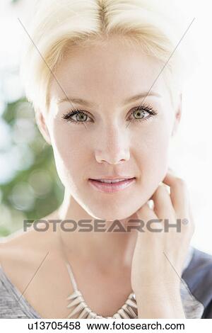 Stock Photo - Portrait of blonde woman. Fotosearch