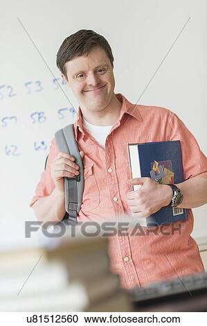 Portrait of man with down syndrome View Large Photo Image Stock Image - Portrait of man with down syndrome. Fotosearch