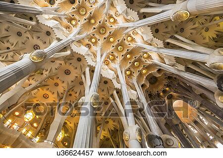 Stock Photo - Sagrada Familia church interior. Fotosearch