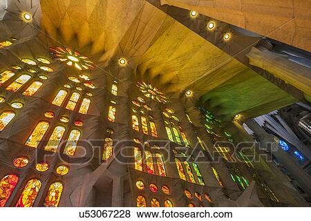 Stock Photo - Sagrada Familia church interior. Fotosearch