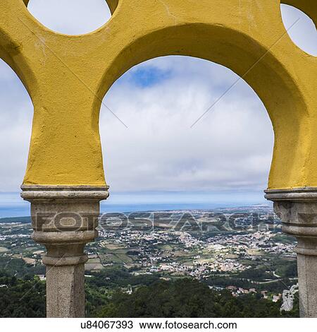 Stock Image - Scenic view from Palace of Sintra. Fotosearch
