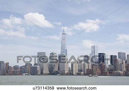 Stock Photo - Skyline of New York City with Freedom tower. Fotosearch