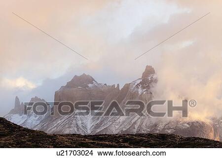 Sunset in Torres del Paine National Park View Large Photo Image Picture - Sunset in Torres del Paine National Park. Fotosearch