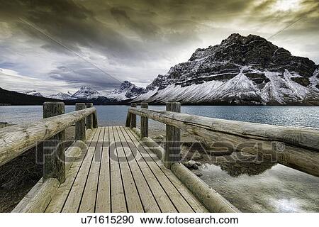 Stock Image - Bow Lake and pier. Fotosearch