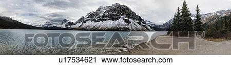 Stock Image - Bow Lake panoramic. Fotosearch