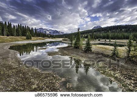 Stock Photograph - Cascade Ponds in Banff National Park. Fotosearch