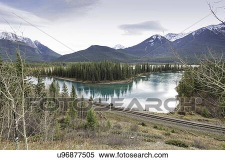 Lake and mountain view in Alberta View Large Photo Image Stock Photography - Lake and mountain view in Alberta. Fotosearch