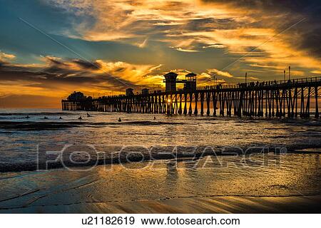 Oceanside, California pier at sunset View Large Photo Image Stock Photo - Oceanside, California pier at sunset. Fotosearch