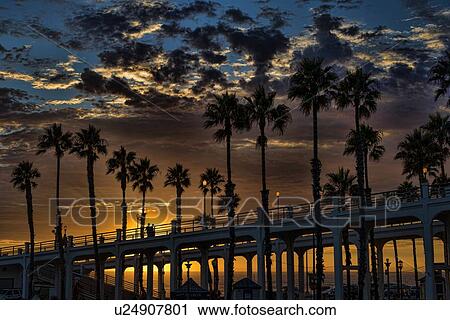 Stock Image - Oceanside pier at sunset. Fotosearch