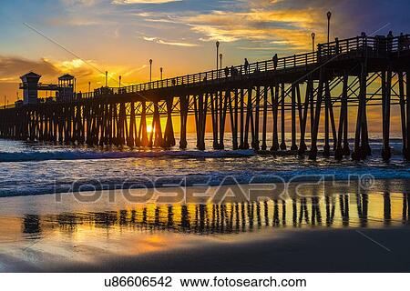 Oceanside pier at sunset View Large Photo Image Stock Image - Oceanside pier at sunset. Fotosearch