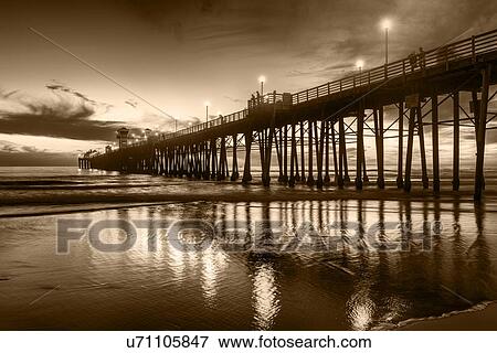 Oceanside Pier at Sunset View Large Photo Image Stock Photo - Oceanside Pier at Sunset . Fotosearch
