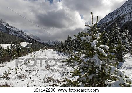 Stock Image - Snow at the pass. Fotosearch