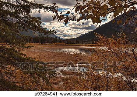 Vermillion Lakes in Banff National Park View Large Photo Image Stock Image - Vermillion Lakes in Banff National Park. Fotosearch
