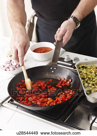 Stock Photo - How to make Rolled Rare Lamb Ratatouille Step 10. Fotosearch
