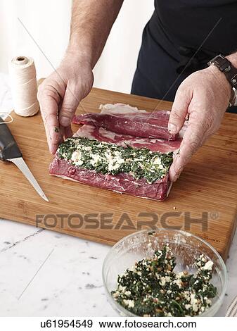 How to make Rolled Rare Lamb Ratatouille Step 05 View Large Photo Image Stock Photo - How to make Rolled Rare Lamb Ratatouille Step 05. Fotosearch