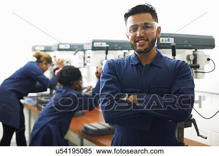 Portrait of male student in college metalwork workshop View Large Photo Image Stock Photography - Portrait of male student in college metalwork workshop. Fotosearch