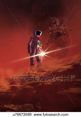 Astronaut exploring mars View Large Illustration Stock Illustration - Astronaut exploring mars. Fotosearch