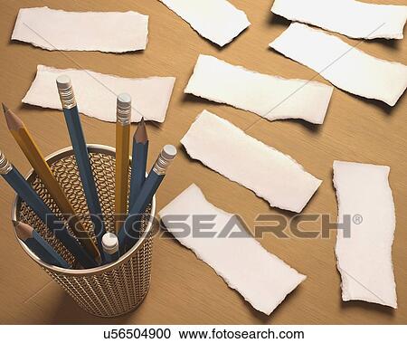 Clipart - Blank pieces of paper and pencils. Fotosearch