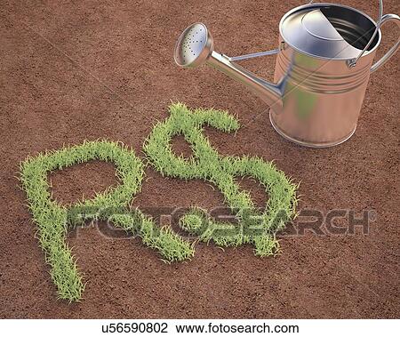 Drawing - Brazilian real sign and watering can. Fotosearch