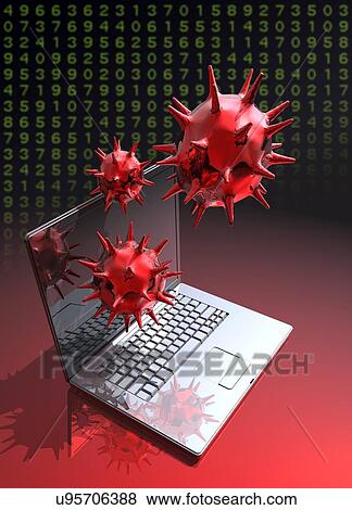 Stock Illustration - Computer virus, artwork. Fotosearch