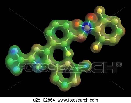 Stock Illustration - Dabrafenib, skin cancer drug, molecule. Fotosearch