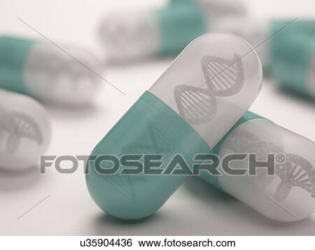 Stock Illustration - Dna capsules, artwork. Fotosearch