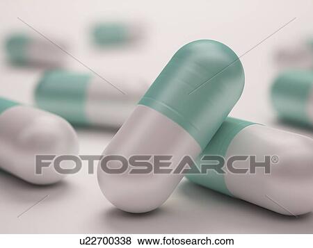 Green and white capsules, artwork View Large Illustration Stock Illustration - Green and white capsules, artwork. Fotosearch
