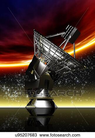 Large radio telescope View Large Illustration Drawing - Large radio telescope. Fotosearch