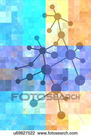 Drawing - Molecule, artwork. Fotosearch