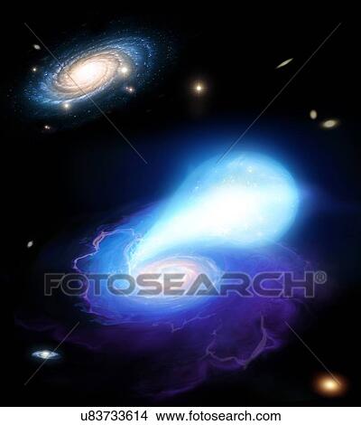 Stock Illustration - Neutron star and white dwarf merging. Fotosearch