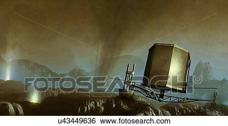 Stock Illustration - Philae probe on surface of a comet. Fotosearch