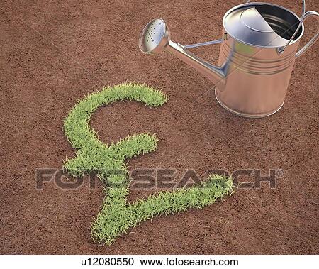 Clipart - Pound sign and watering can, artwork. Fotosearch