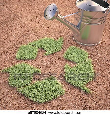 Recycling symbol and watering can View Large Illustration Stock Illustration - Recycling symbol and watering can. Fotosearch