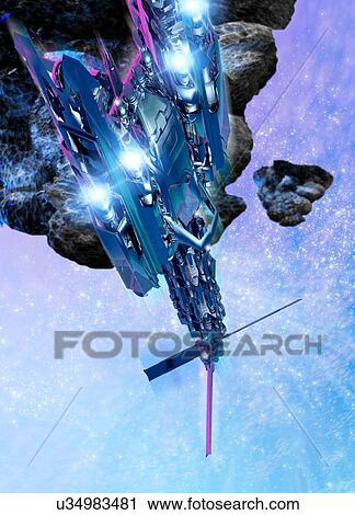 Space above an asteroid View Large Illustration Clip Art - Space above an asteroid. Fotosearch