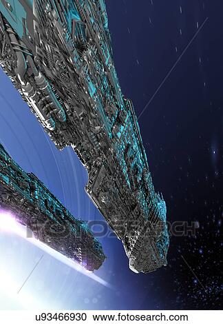 Spaceship View Large Illustration Clipart - Spaceship. Fotosearch