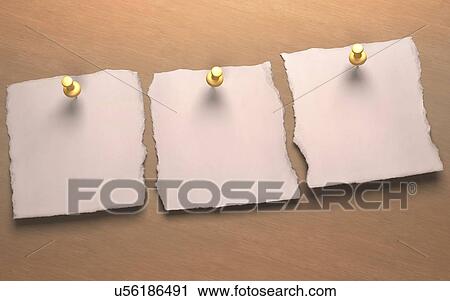 Clip Art - Three blank pieces of paper, artwork. Fotosearch
