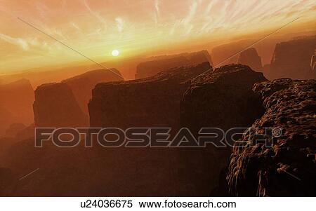 Valles Marineris at Sunset View Large Illustration Stock Illustration - Valles Marineris at Sunset. Fotosearch
