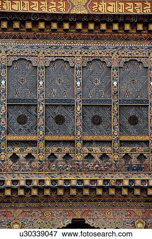 Architectural detail of the windows at Punakha Dzong, Punakha, Bhutan View Large Photo Image Stock Photo - Architectural detail of the windows at Punakha Dzong, Punakha, Bhutan. Fotosearch