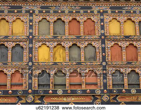 Architectural details of the windows of Rinpung Dzong, Paro Valley, Paro District, Bhutan View Large Photo Image Stock Photo - Architectural details of the windows of Rinpung Dzong, Paro Valley, Paro District, Bhutan. Fotosearch