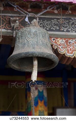 Stock Image - Bell hanging at Wangdue Dzong, Wangdue Phodrang, Bhutan. Fotosearch