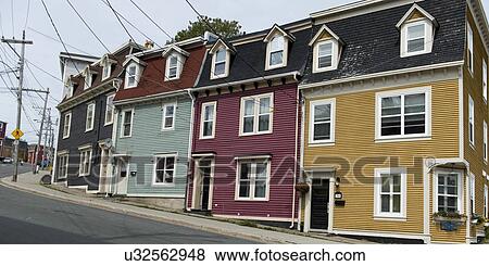 Stock Photo - Buildings along a street, St. John's, Newfoundland and Labrador, Canada. Fotosearch