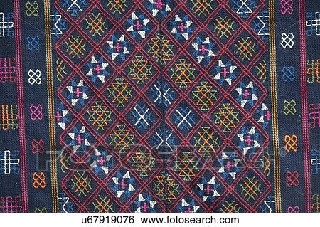 Stock Photograph - Close-up of a carpet, Chhume Valley, Zungney, Bumthang District, Bhutan. Fotosearch
