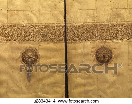 Picture - Close-up of a gate of Punakha Monastery, Punakha, Bhutan. Fotosearch